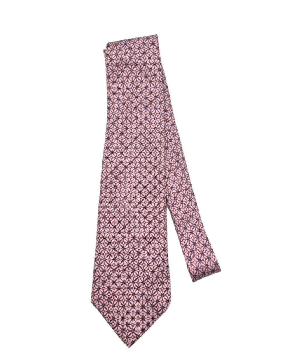 Brooks Brothers Italian Silk Tie Pink Blue Geometric Design 4x58" Made in USA
